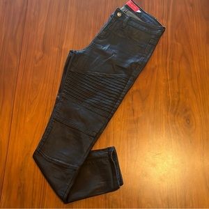 AKIRA Moto-style Coated Black Jeans